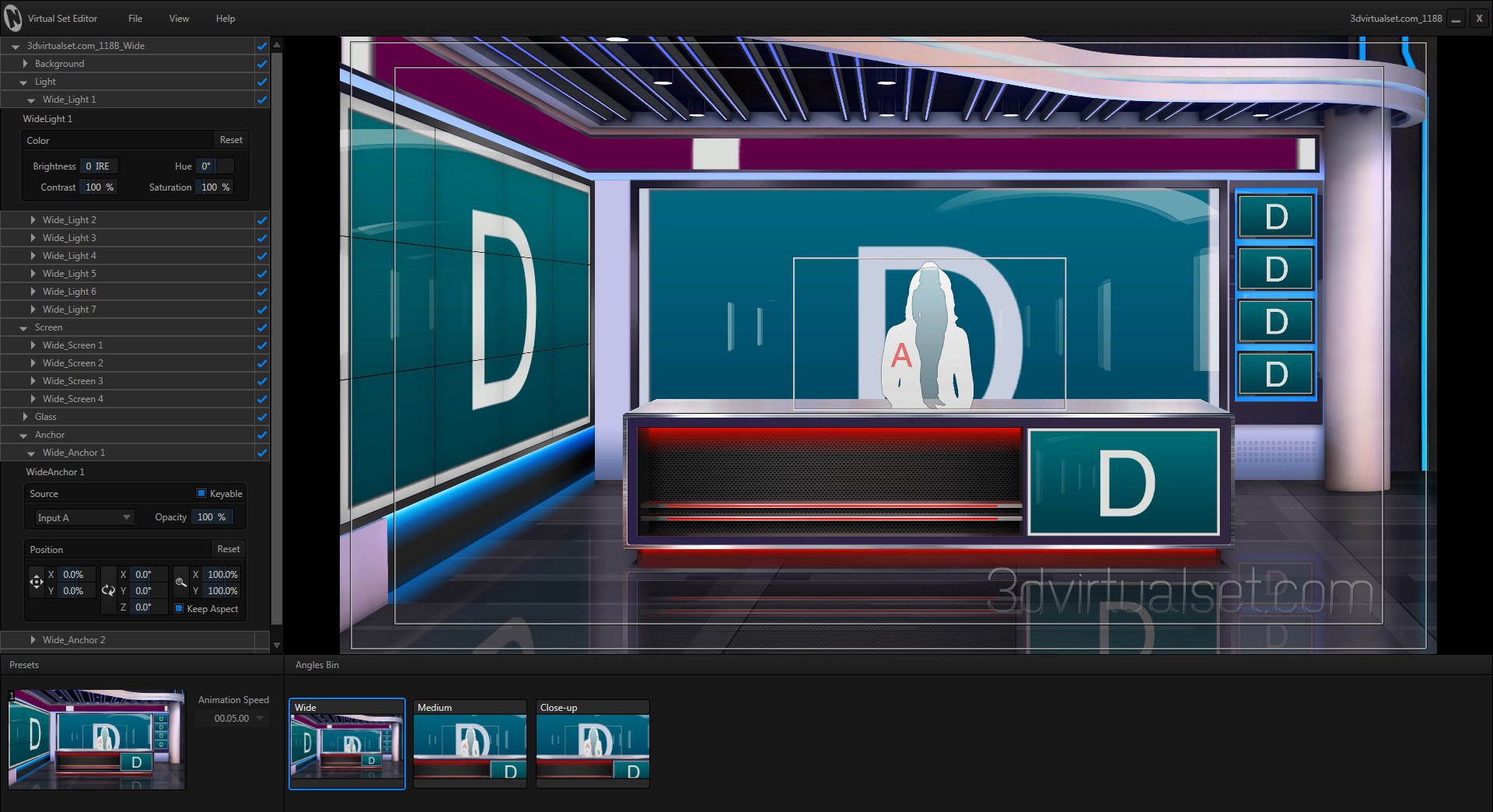 Virtual Studio 118B for NewTek TriCaster Virtual Set Editor Templates